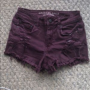 Burgundy American eagle cutoffs